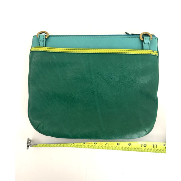 Fossil Crossbody Bag Green Blue Leather Top Zip Multiple-Pockets Convertible - Picture 4 of 16